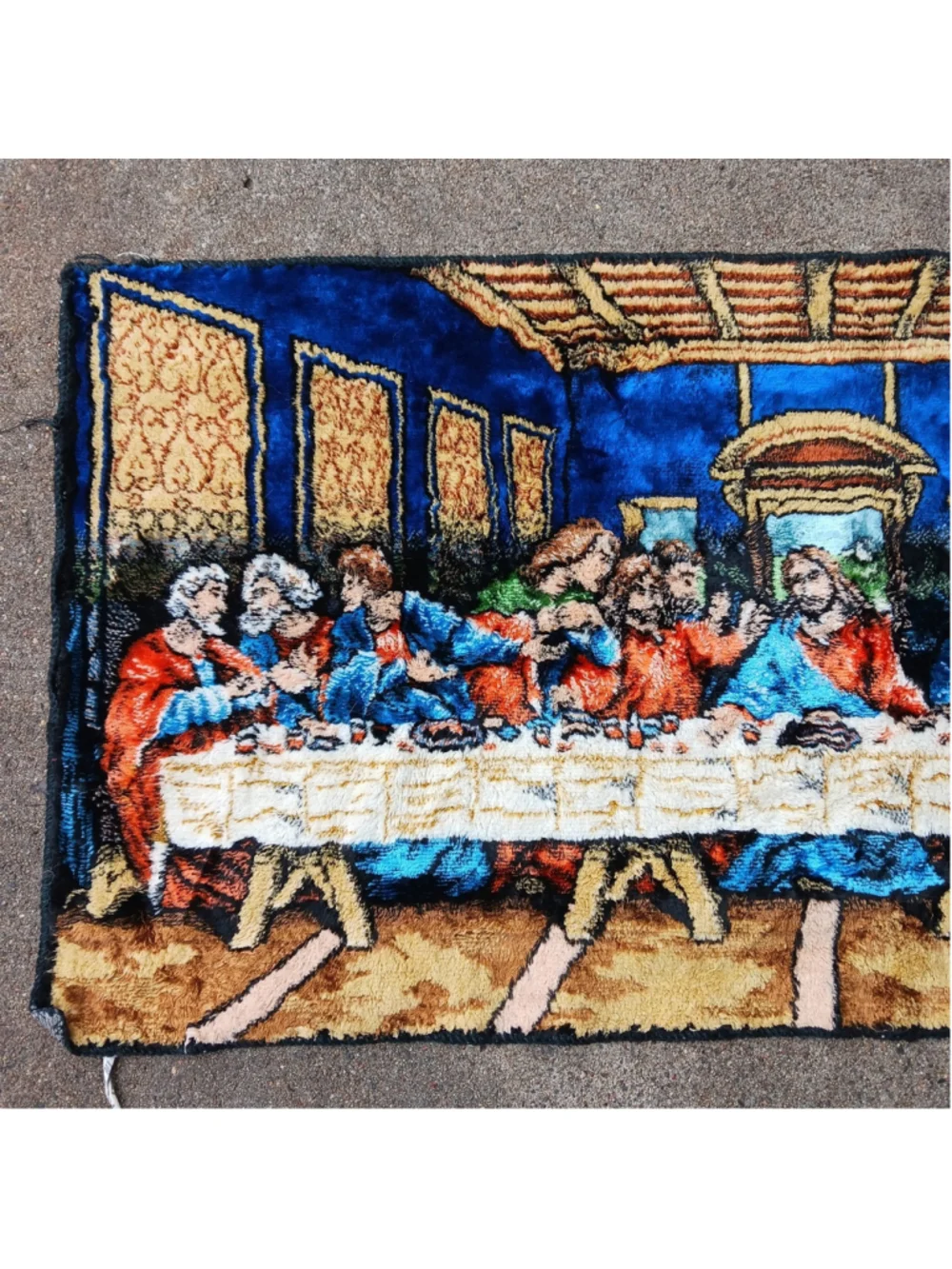 Vintage Wall Hanging Tapestry Rug Jesus The Last Supper Carpet Feel Soft 37